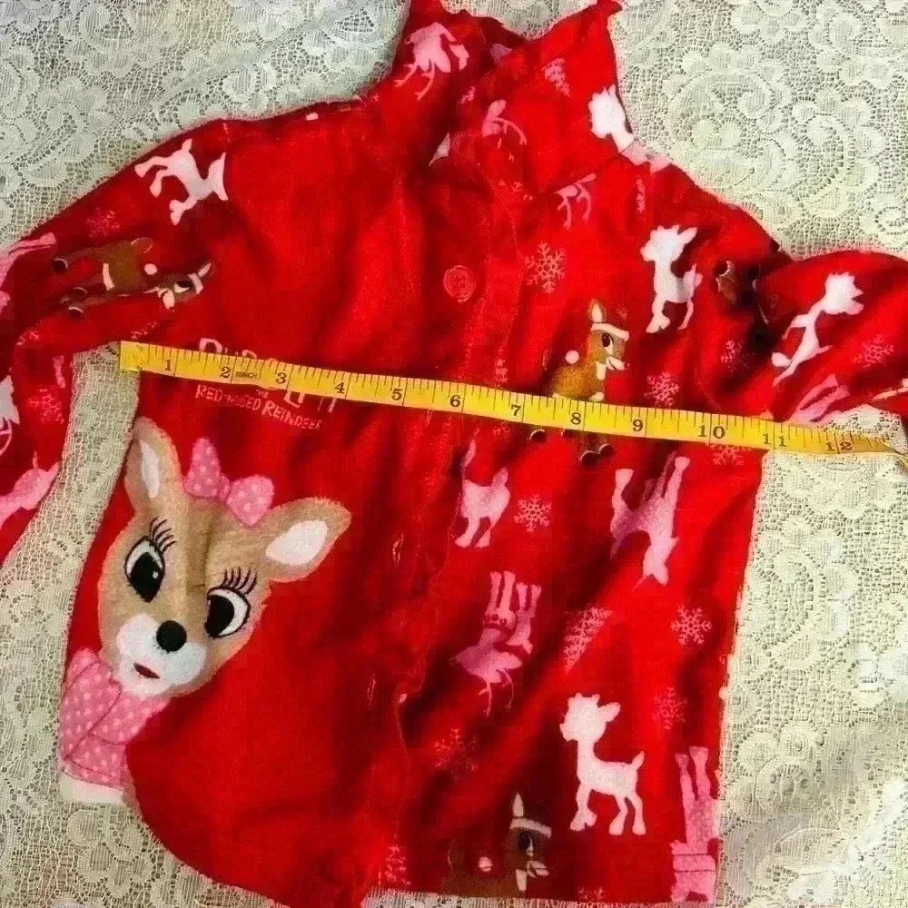 Rudolph the red nosed reindeer Clarice fleece pajamas. Christmas pajamas sz 12M - Picture 7 of 12
